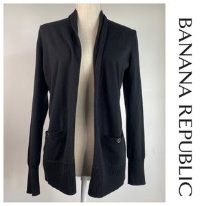 BR Black Lightweight Open Front Cardigan, Small